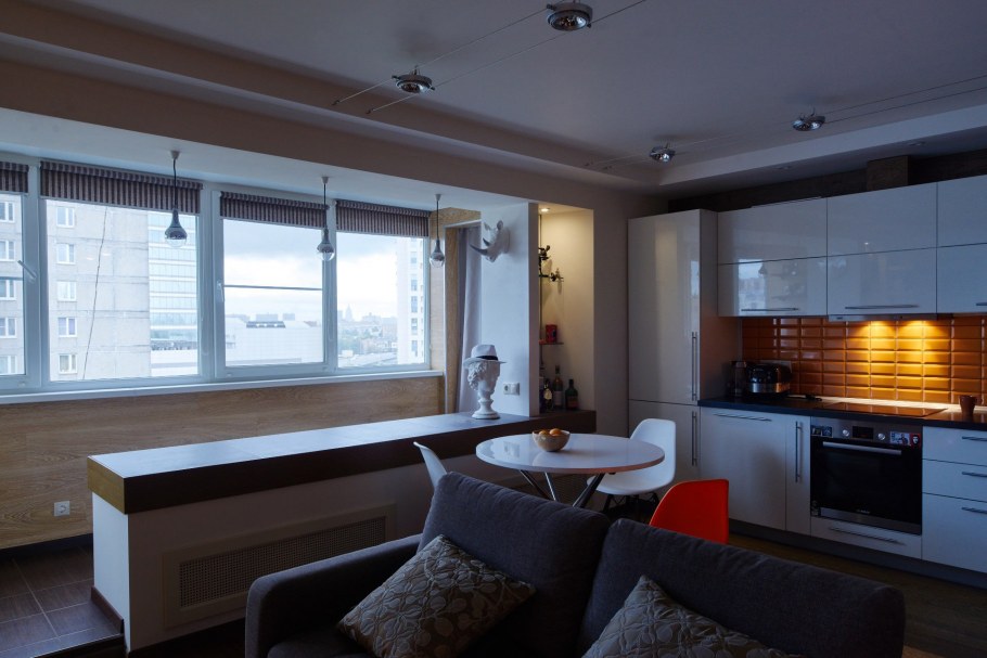 Студия с лоджией планировка