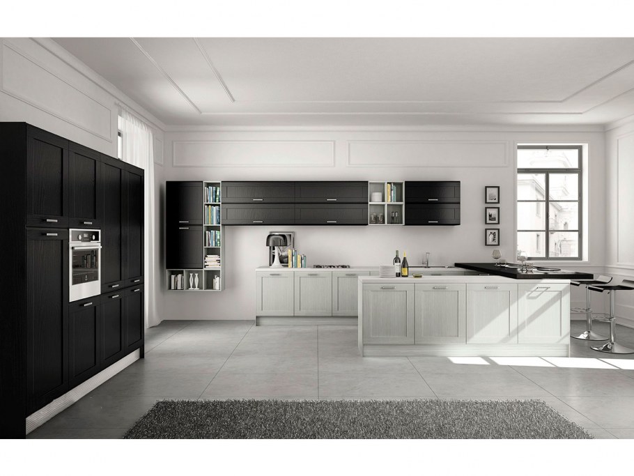 Современные кухни черно белые