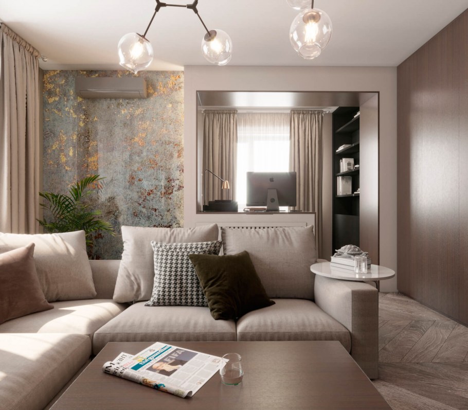 Интерьер с молочными стенами