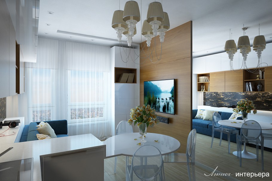 Кухня гостиная в ЖК Грин парк