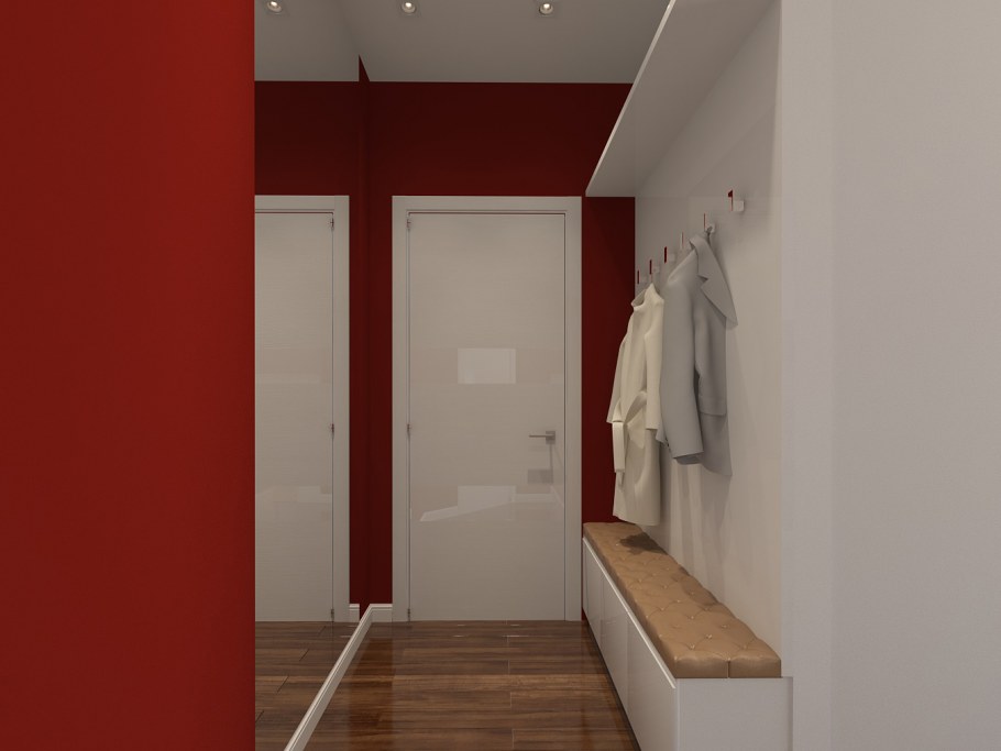 Бордовые стены в прихожей
