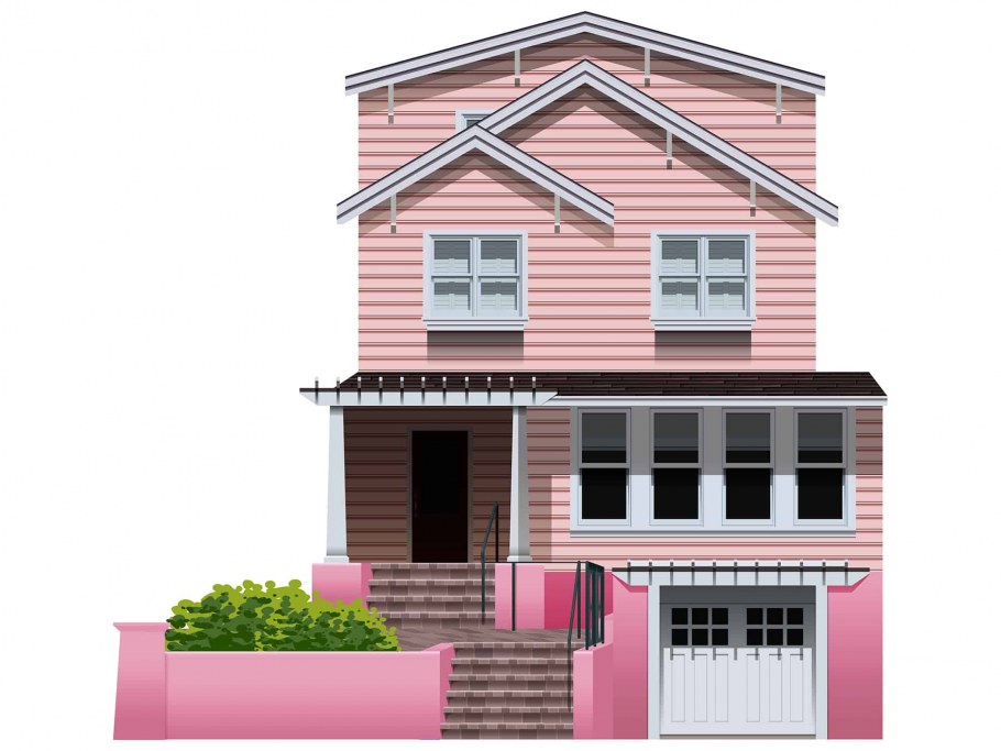 Розовый дом без фона