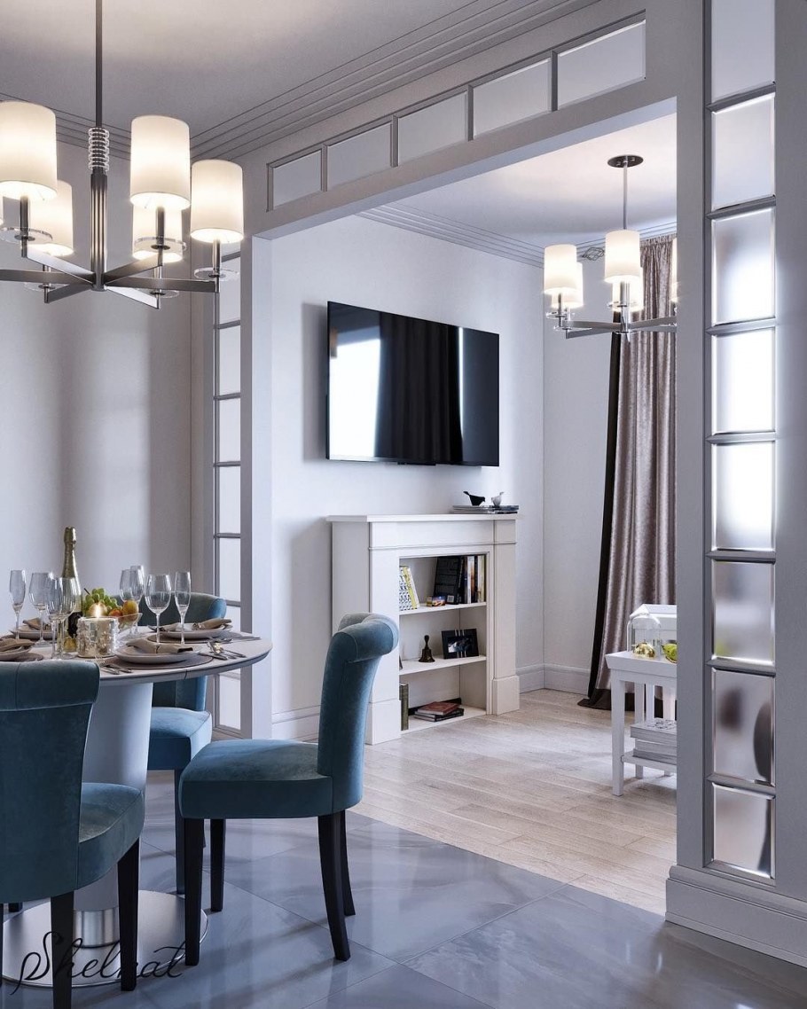 Кухня с проемом в гостиную