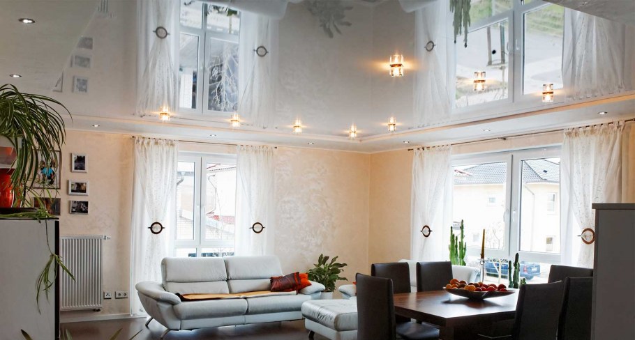 Натяжные потолки гостиная 18кв