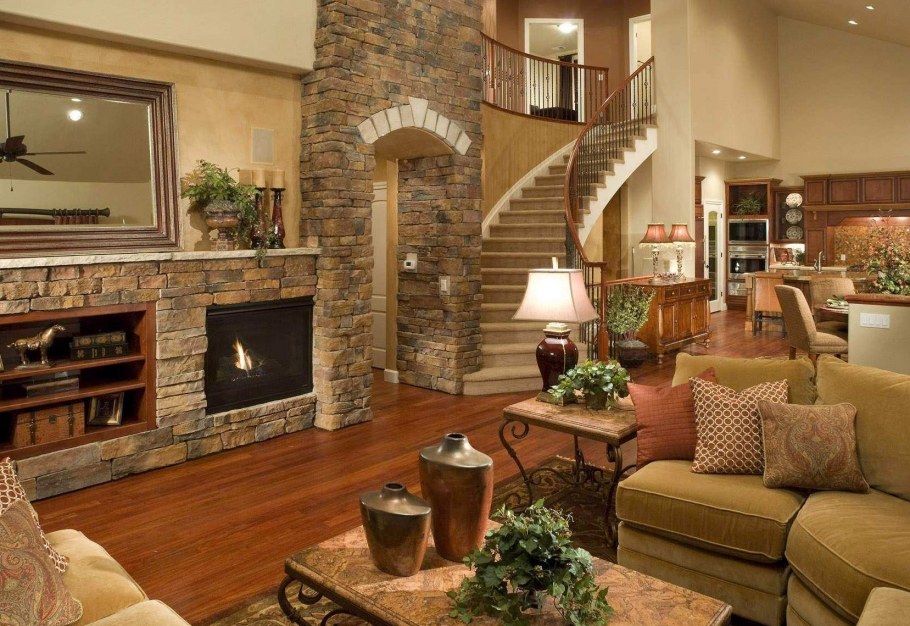 Камин в интерьере гостиной