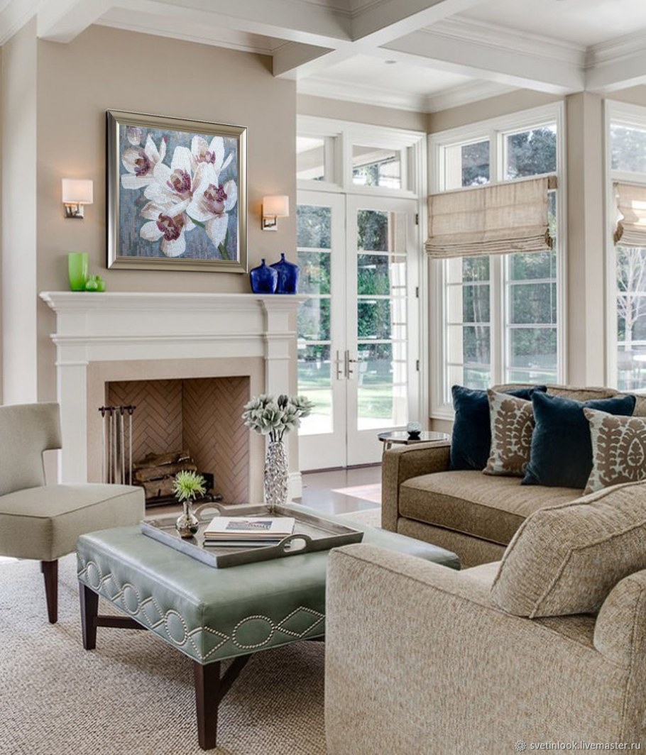 Бежевая гостиная в скандинавском стиле