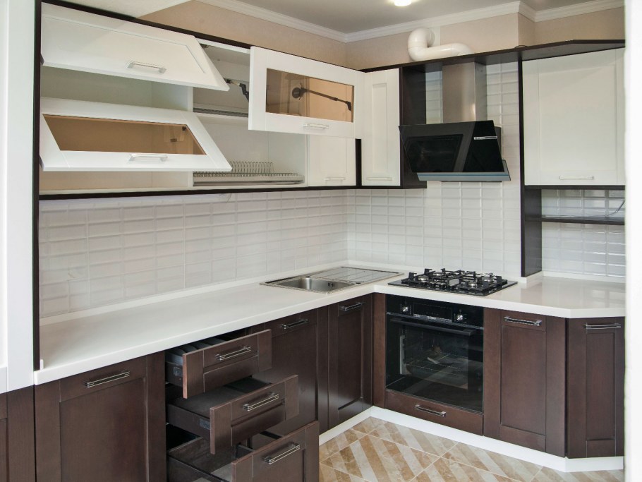 Освещение на угловой кухне