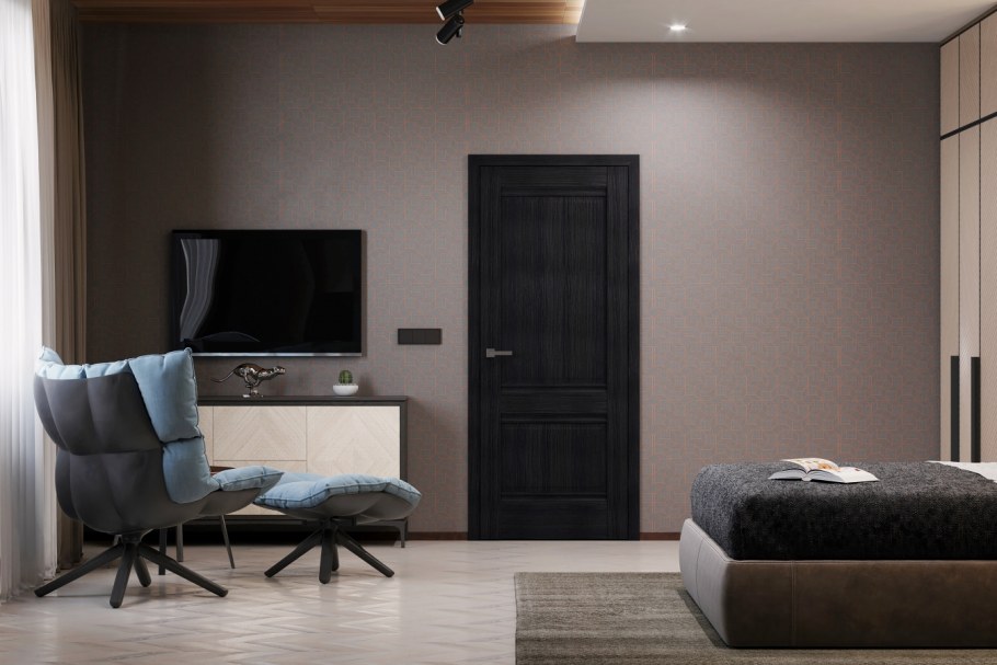 Серые двери межкомнатные профиль Дорс