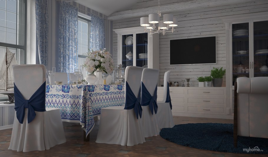 Кухня с элементами Гжели