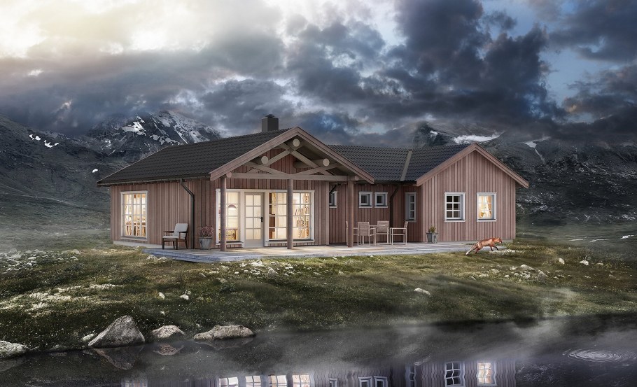 Скандинавский дом в лесу