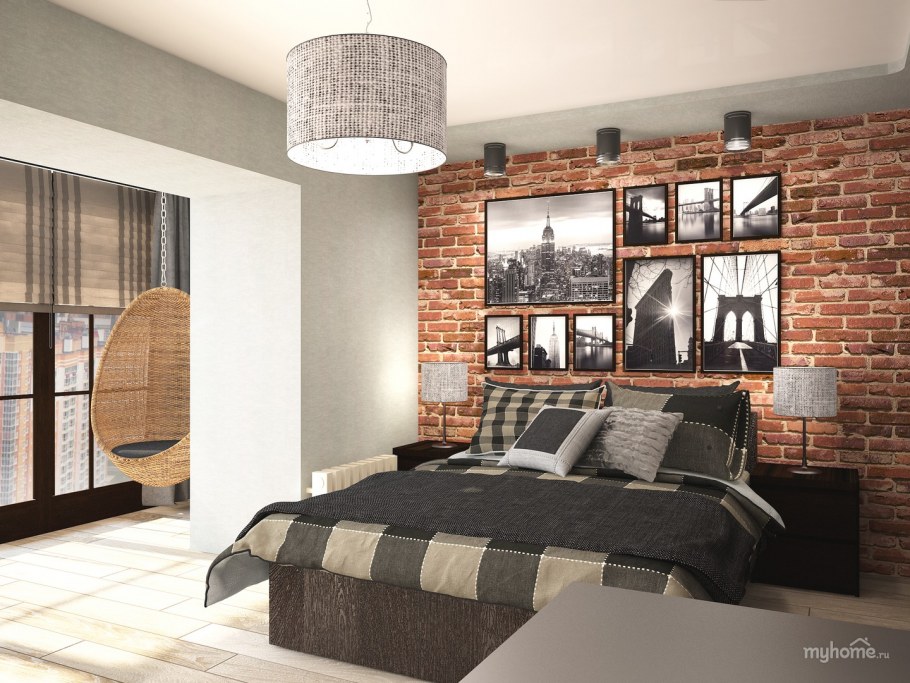 Спальня 13 кв м лофт