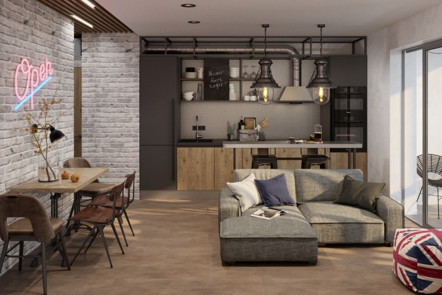 Студия в стиле лофт 40м2