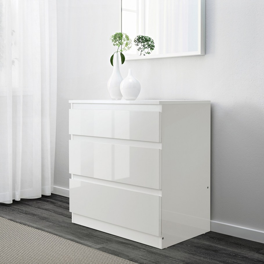 Malm МАЛЬМ комод с 4 ящиками, белый80x100 см