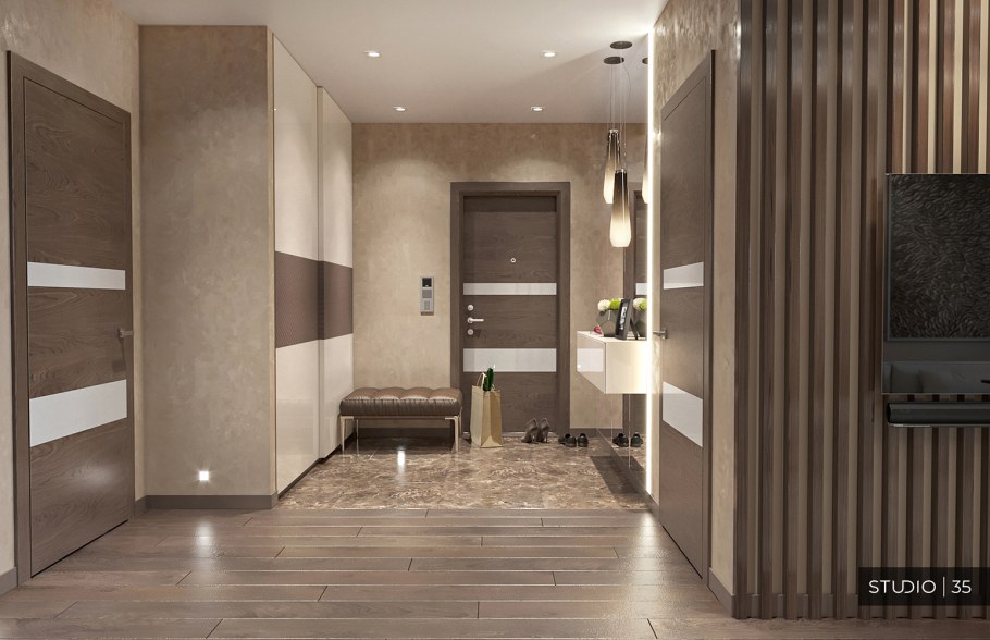 Плитка с ламинатом в коридоре