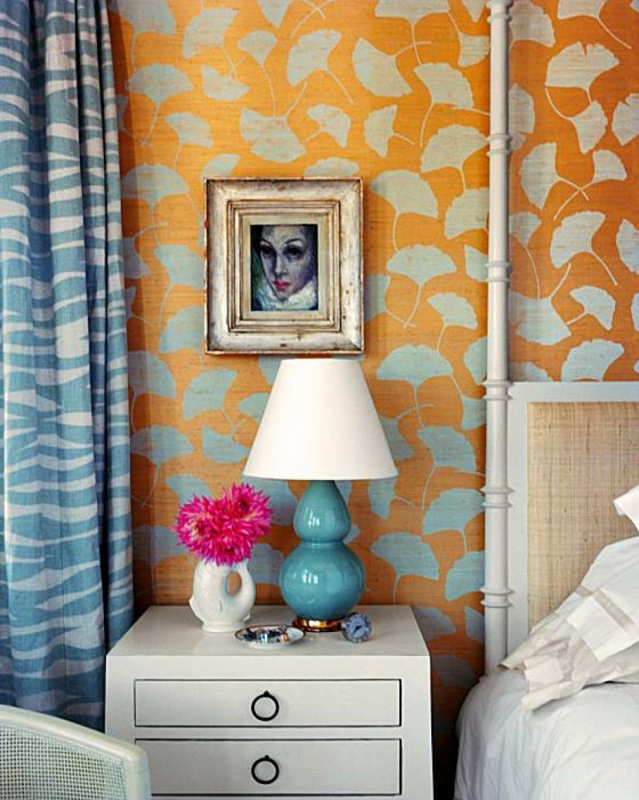 Голубой и оранжевый в интерьере