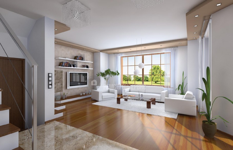 Интерьер одноэтажного коттеджа в 100 квадратных метров