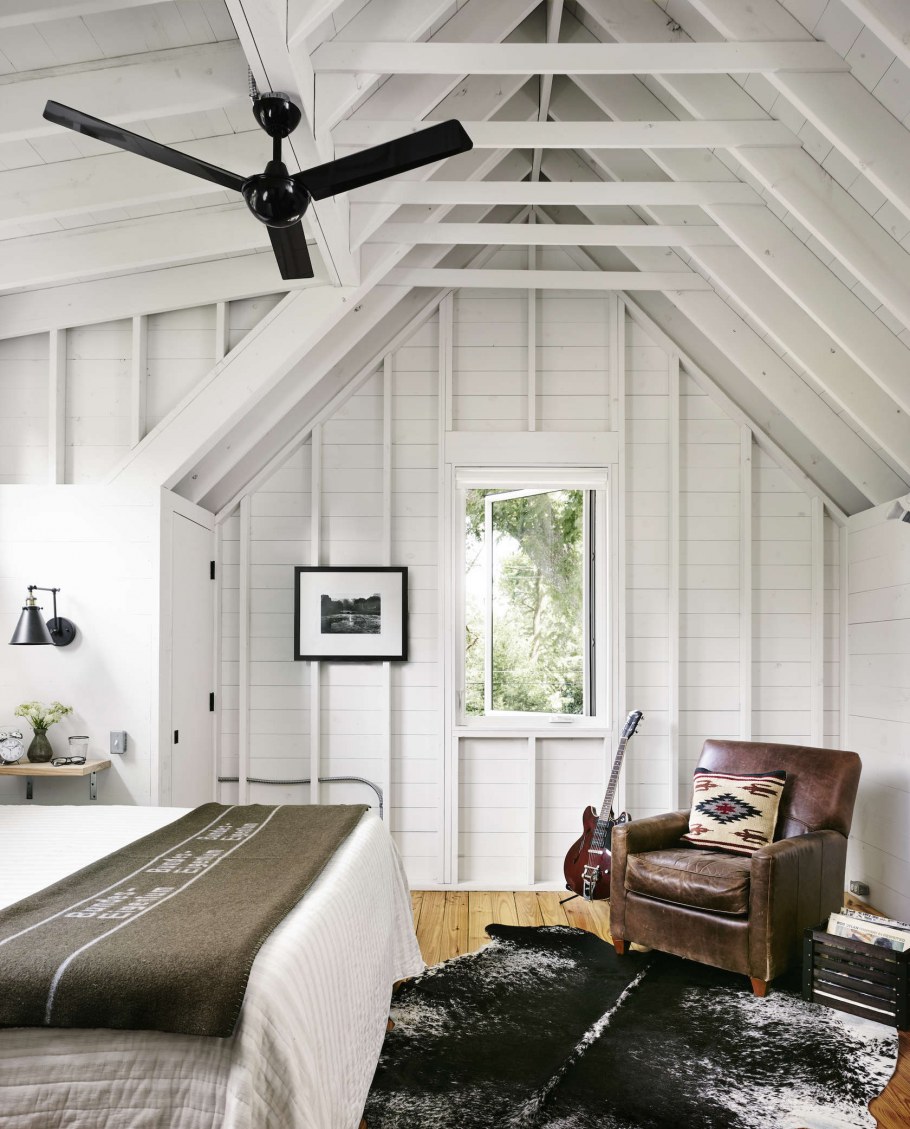 Интерьер мансарды с двускатной крышей