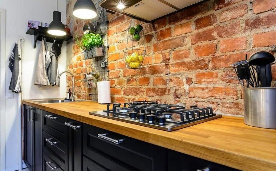 Фартук для кухни под кирпич