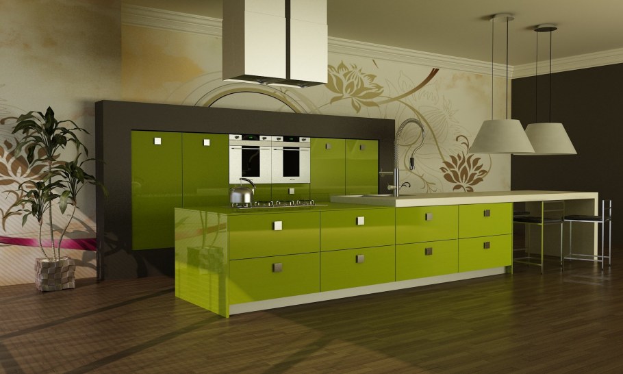 Кухня цвета лайм в интерьере