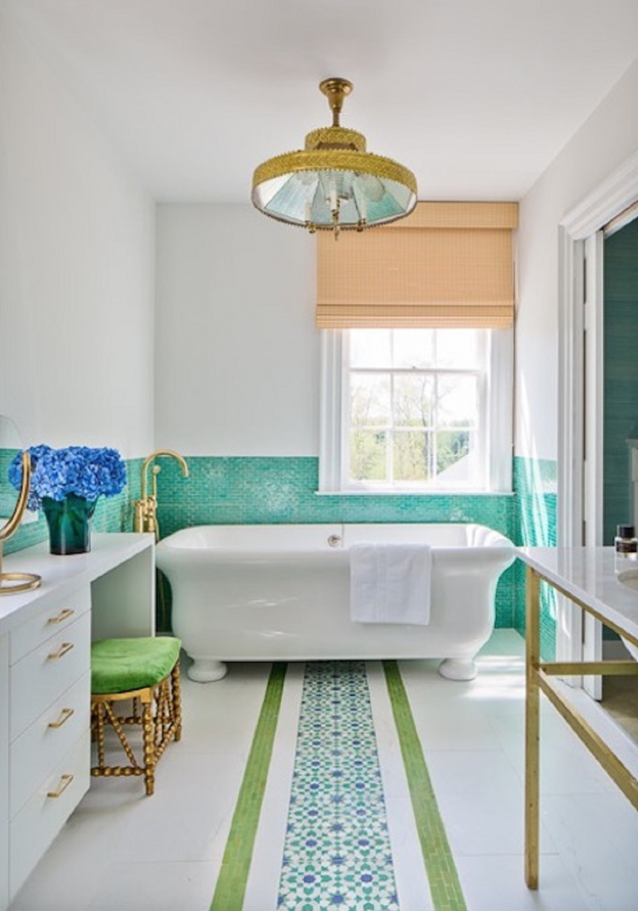 Бирюзовый цвет в интерьере ванной