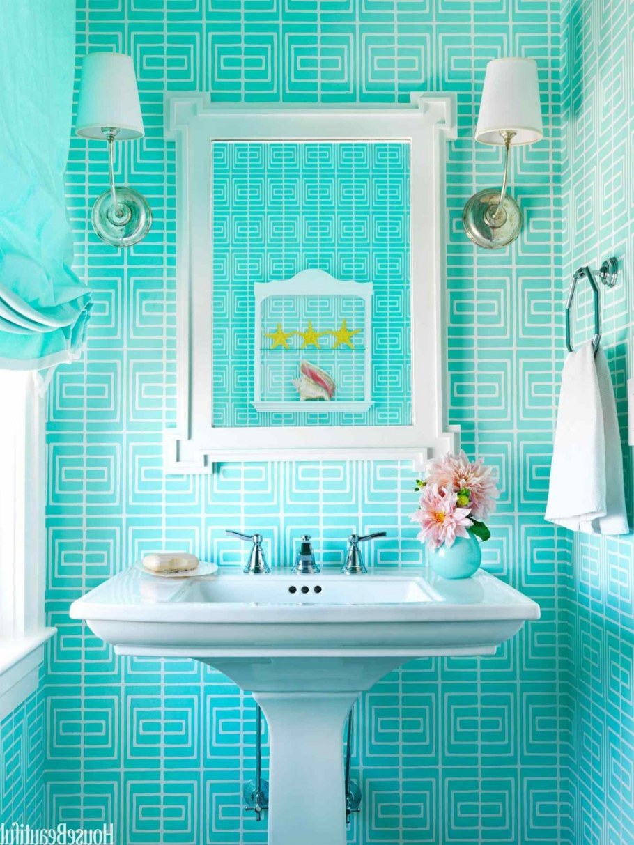 Ванная в бирюзовых тонах