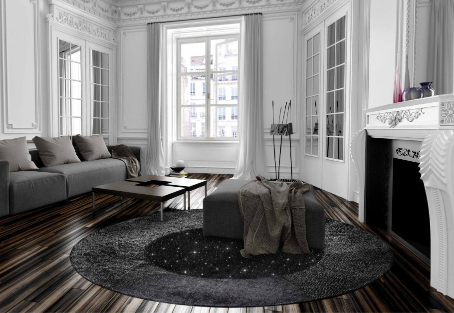 Темно серый пол в интерьере
