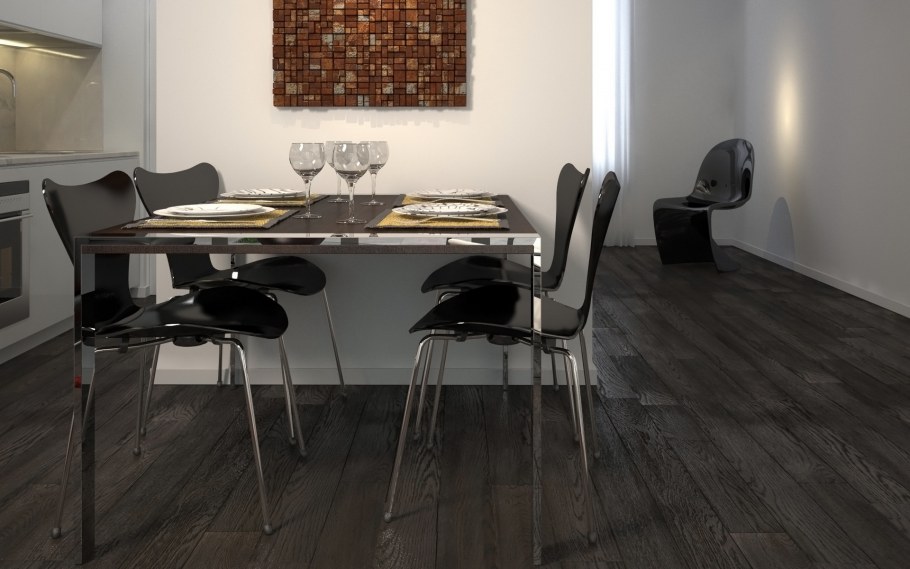 Черный ламинат в интерьере кухни