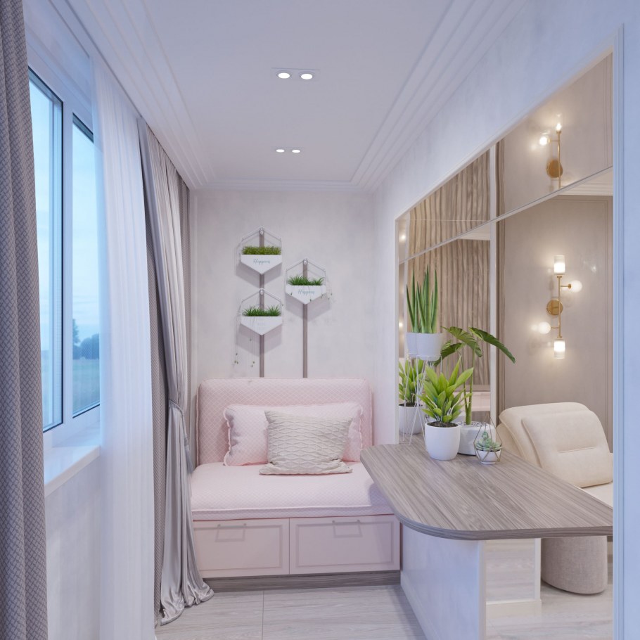 Интерьер совмещенной лоджии