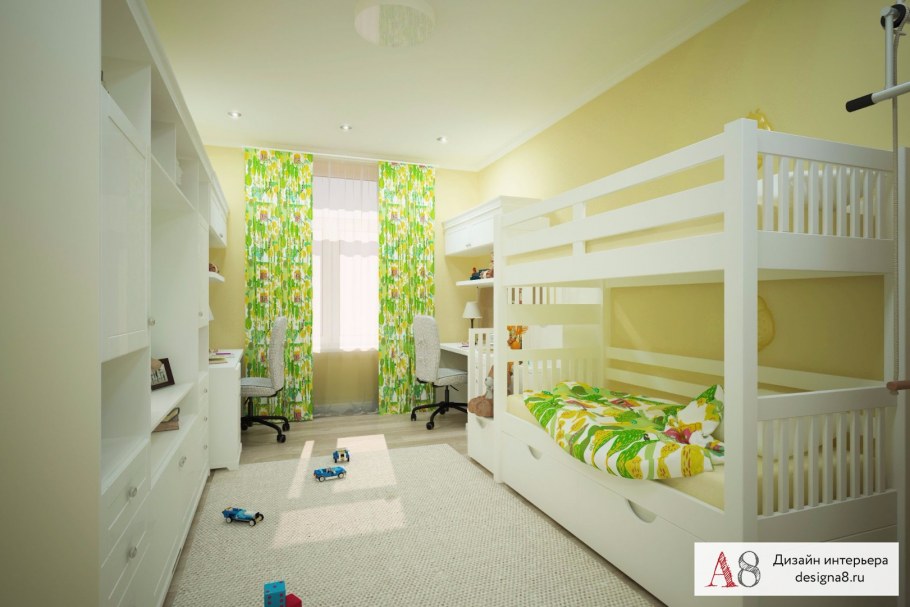 Планировка комнаты для семьи с двумя детьми