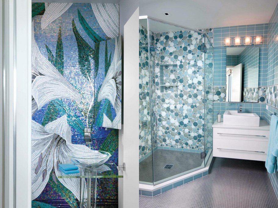 Ванна душевая из мозаики