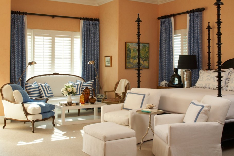 Абрикосовый цвет стен в интерьере