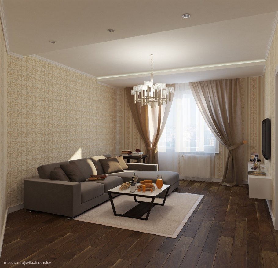 Гостиная в бежевых тонах