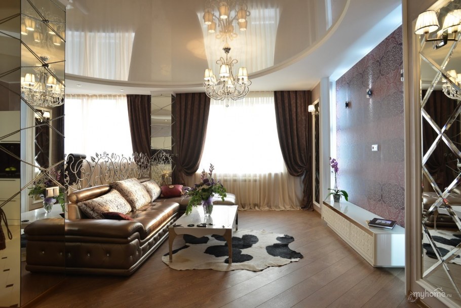 Гостиная в коричневых тонах