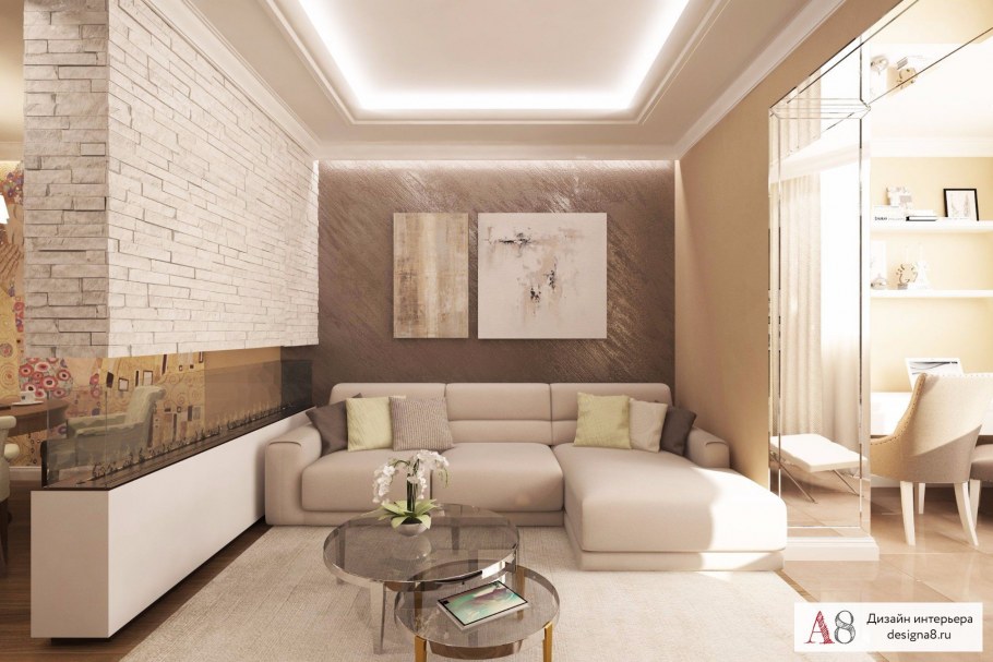 Бежево коричневая кухня