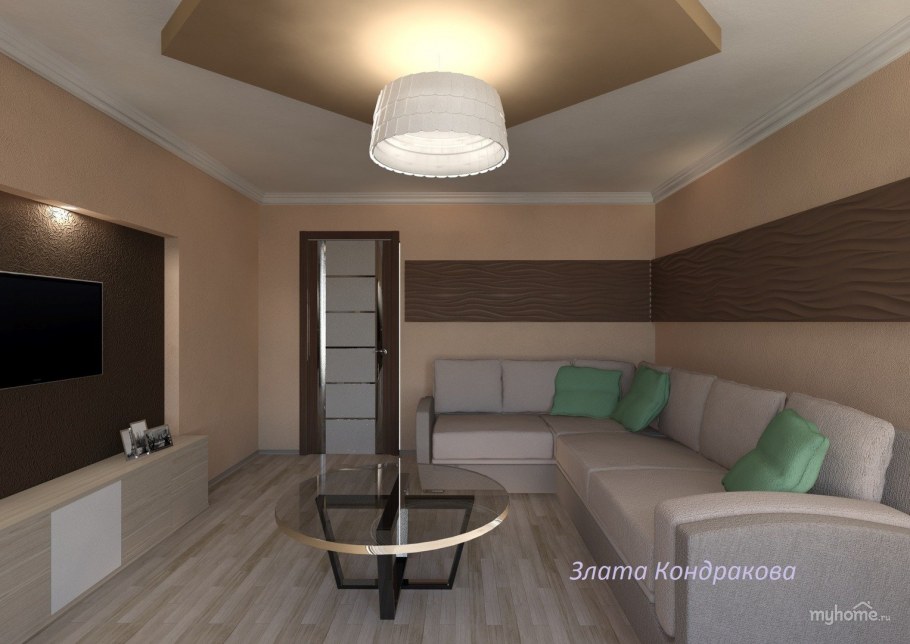 Интерьер в коричневых тонах с яркими акцентами