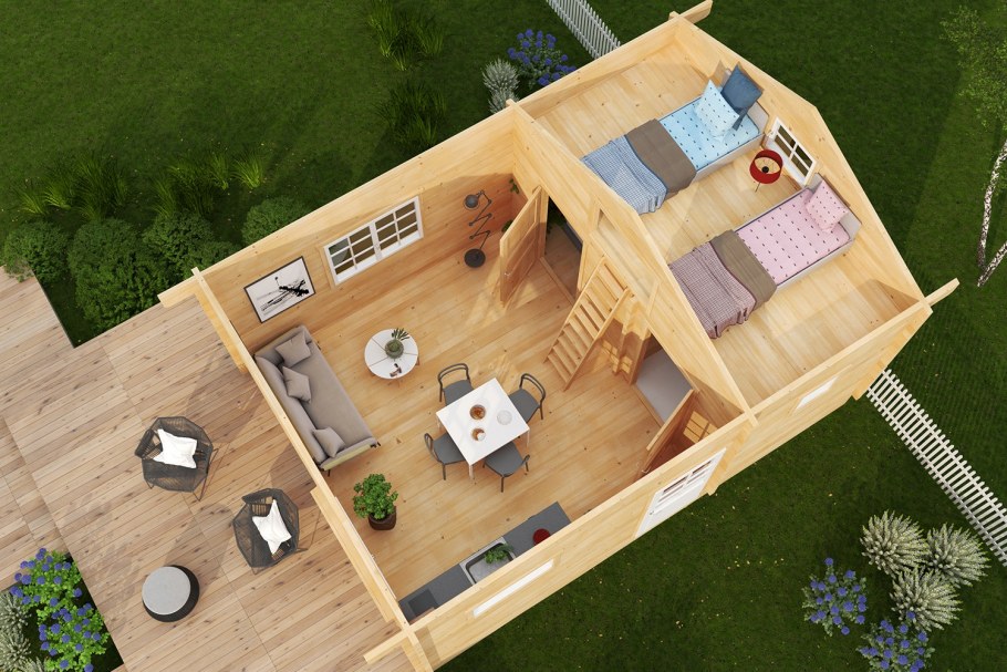 Дачный дом со спальным лофтом