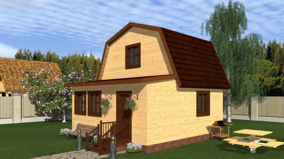 Дачный домик с мансардой