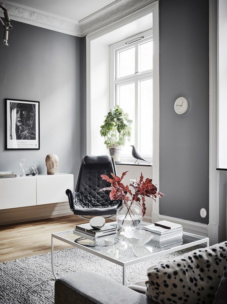 Серые стены в интерьере