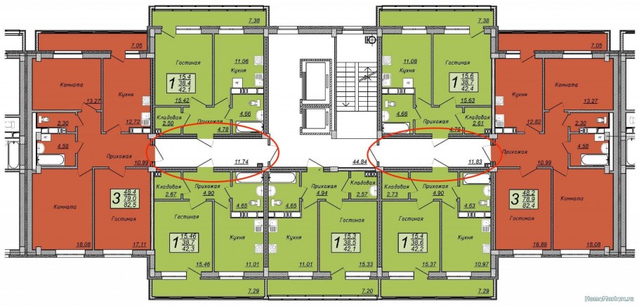 Планировки секций жилых домов