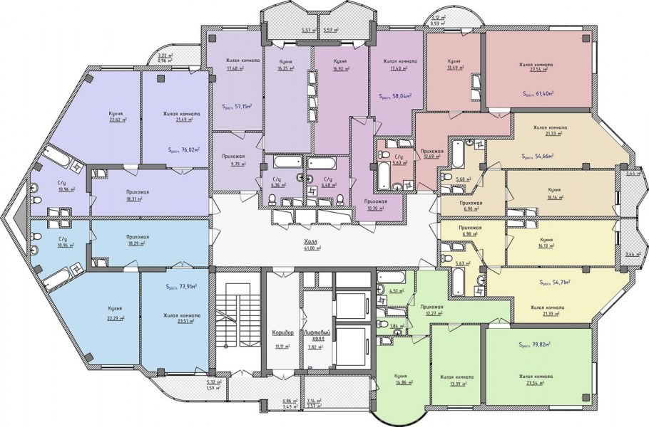 Аквамарин секция 2 89,2 м2