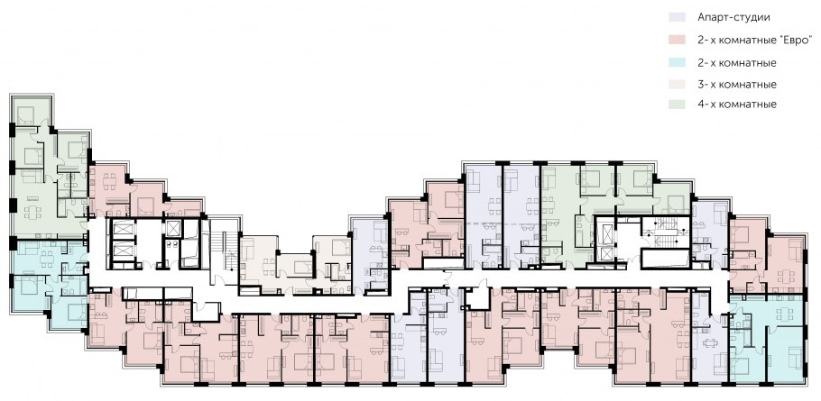 Планировка секции многоэтажного жилого дома