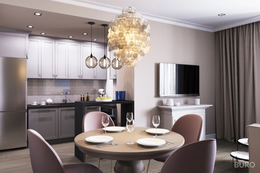 Интерьер кухни в пастельных тонах