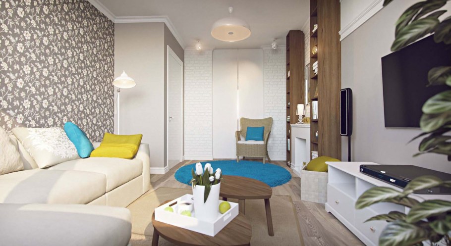 Обои в интерьере однокомнатной квартиры