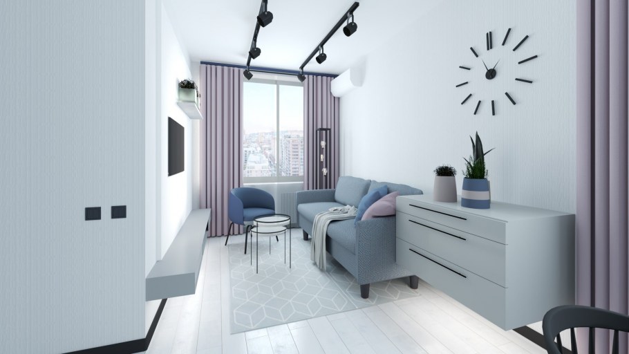 Современный интерьер однокомнатной квартиры