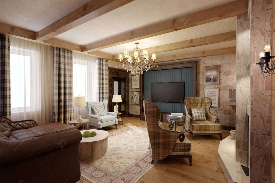 Отделка потолка в доме из бруса