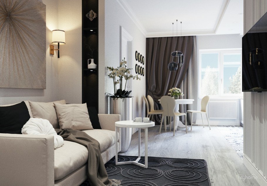 Светло серая спальня