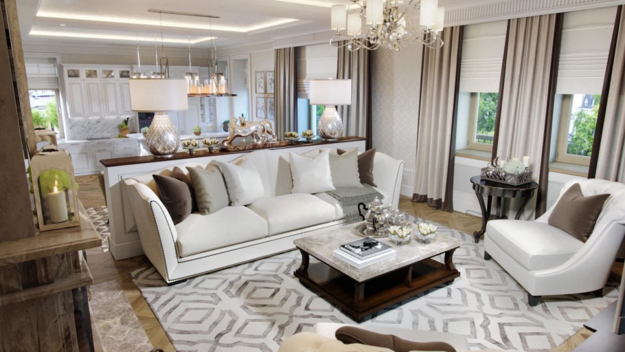 Кухня гостиная в американском доме