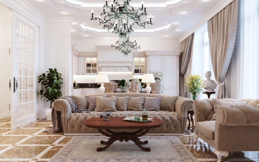 Гостиная в стиле неоклассицизм
