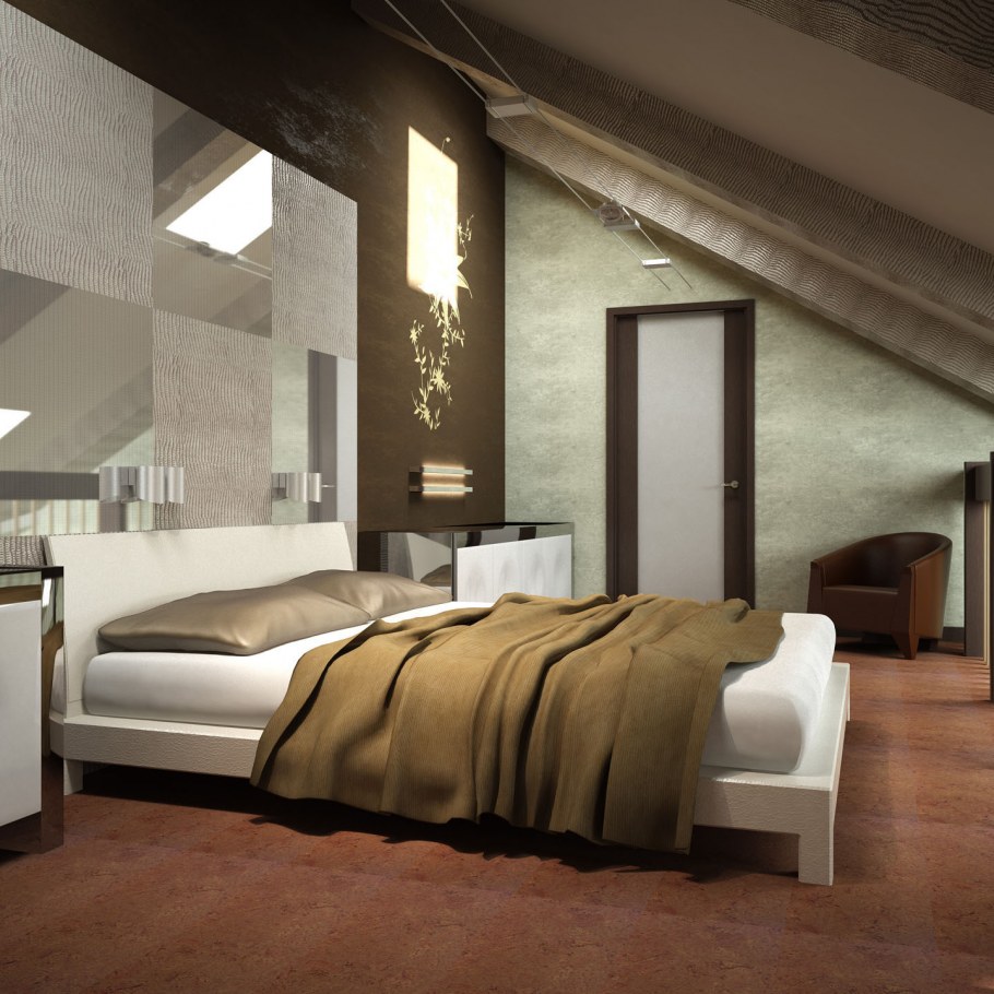 Серо зеленая спальня фото живые