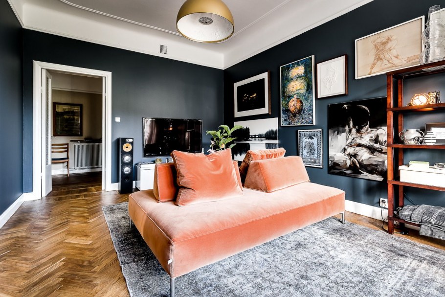 Темные стены в интерьере